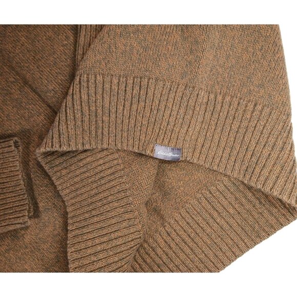 Eddie Bauer Mens 2XL Brown Pullover Sweater Cotton Quarter Zip Rib Knit Grandpa - Picture 3 of 10
